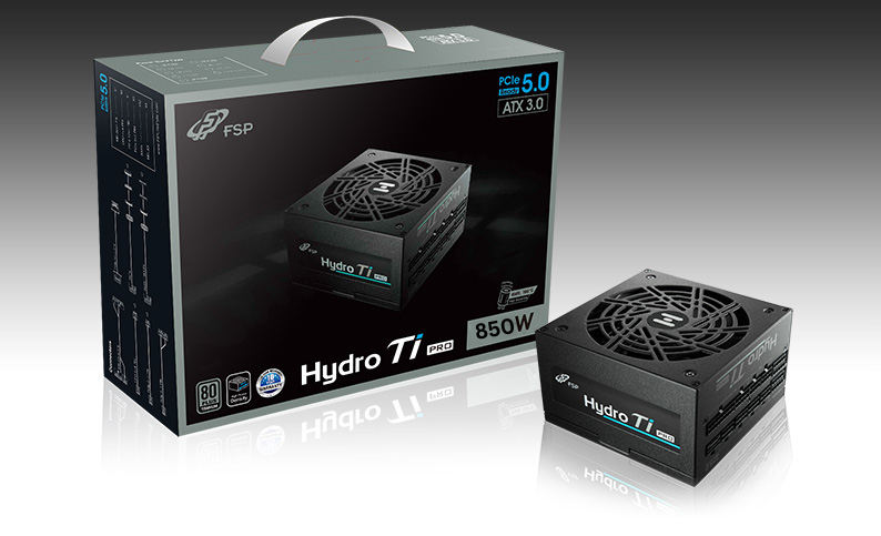 FSP Hydro Ti PRO 850W 80 Plus Titanium Full Modular (ATX 3.0 PCIe Gen 5).W/ 12VHPWR Cable. (HTI-850M-GEN5)
